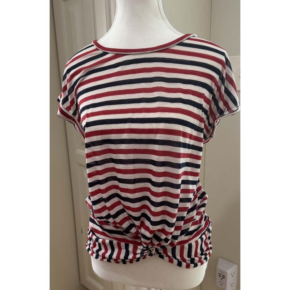 Womens Lucky Brand Short Sleeve Top Red White Blue‎ Top Size Small EUC